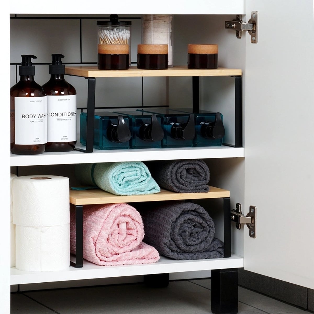 Komplet 2 półek kuchennych 33,5x19,5x16 cm / 33,5x18,5x13,5 cm organizer stojak Orion