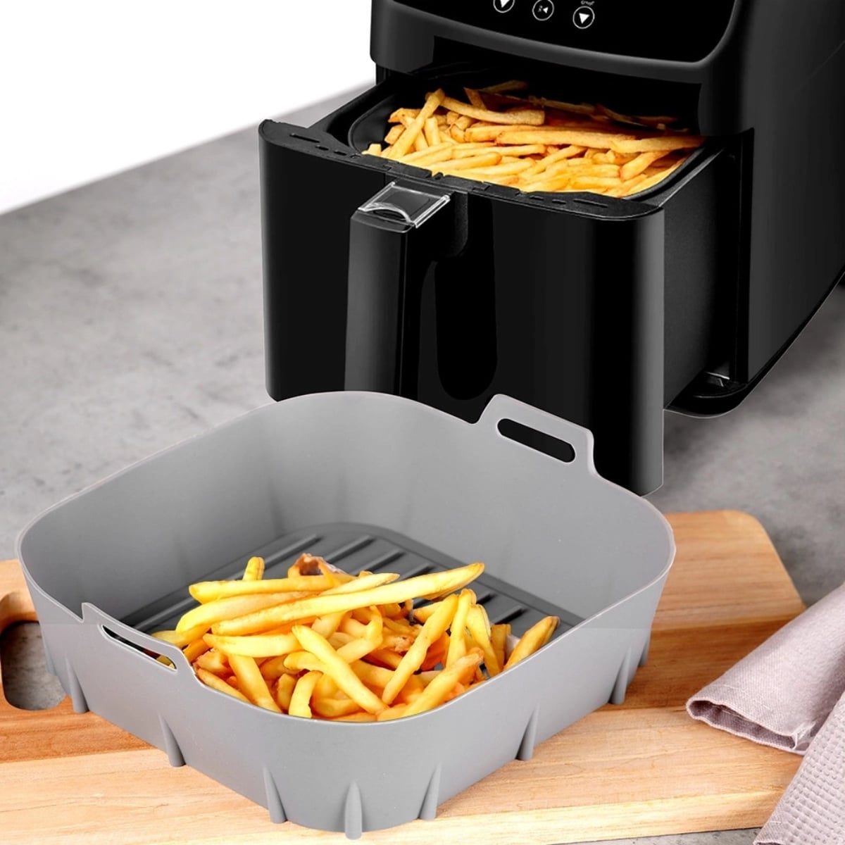 Wkład silikonowy do frytkownicy beztłuszczowej Air Fryer szary 22 cm Vilde