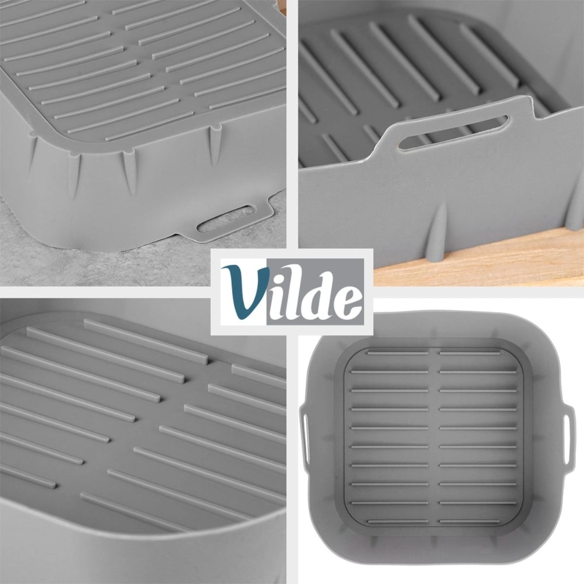 Wkład silikonowy do frytkownicy beztłuszczowej Air Fryer szary 22 cm Vilde