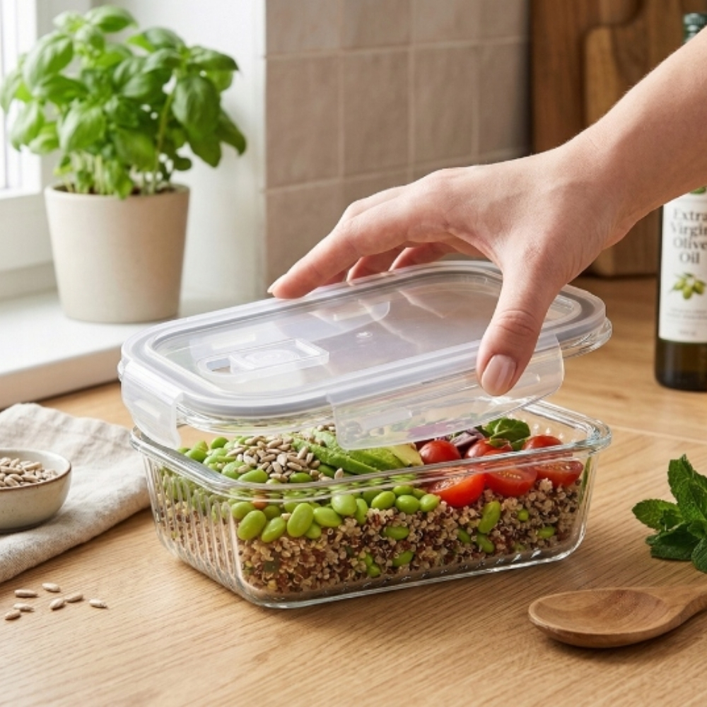 Pojemnik 640 ml na żywność jedzenie pudełko z pokrywką lunchbox prostokątny hermetyczny Mariet Florina