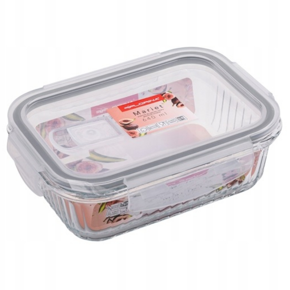 Pojemnik 640 ml na żywność jedzenie pudełko z pokrywką lunchbox prostokątny hermetyczny Mariet Florina