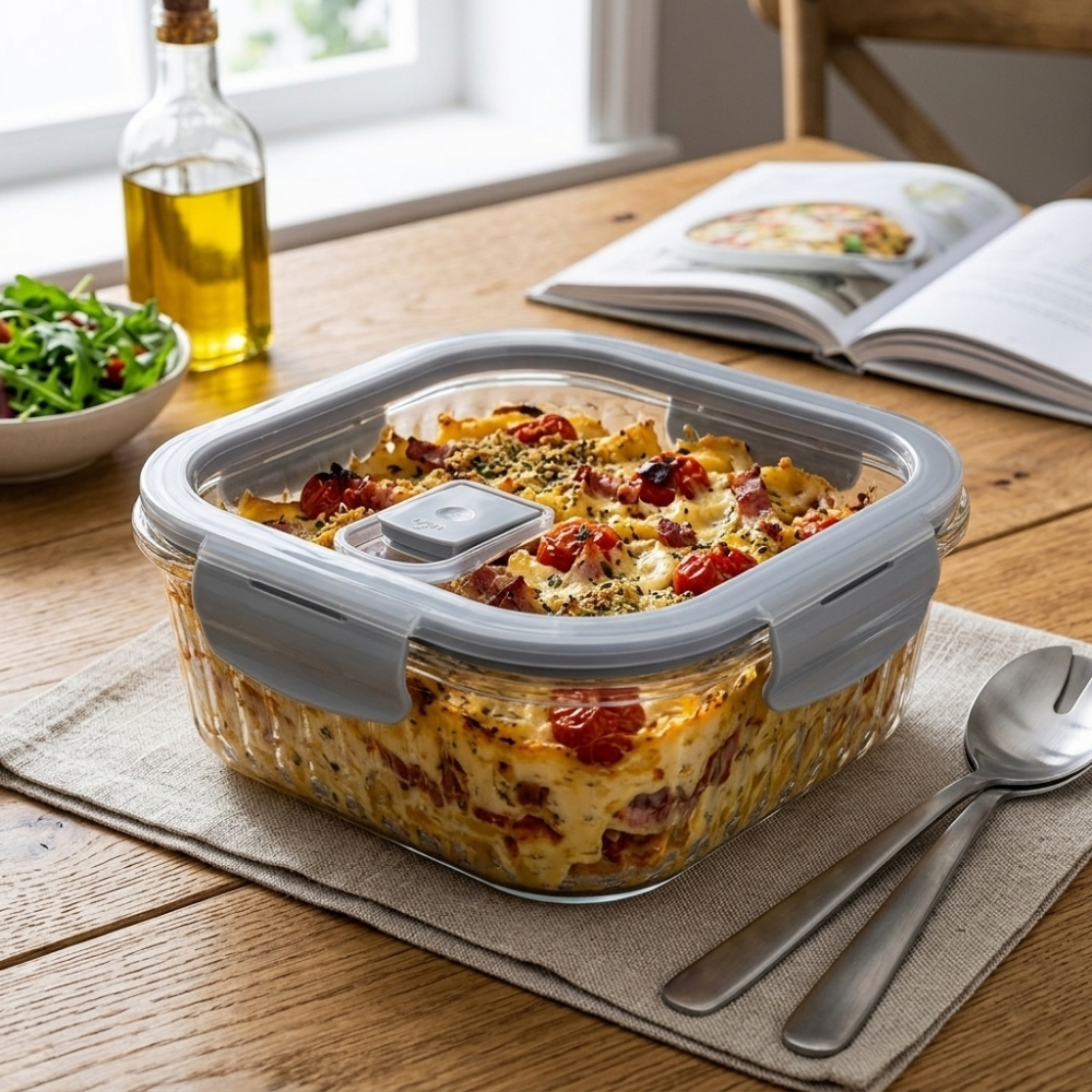 Pojemnik 1200 ml na żywność jedzenie pudełko z pokrywką lunchbox kwadratowy hermetyczny Mariet Florina