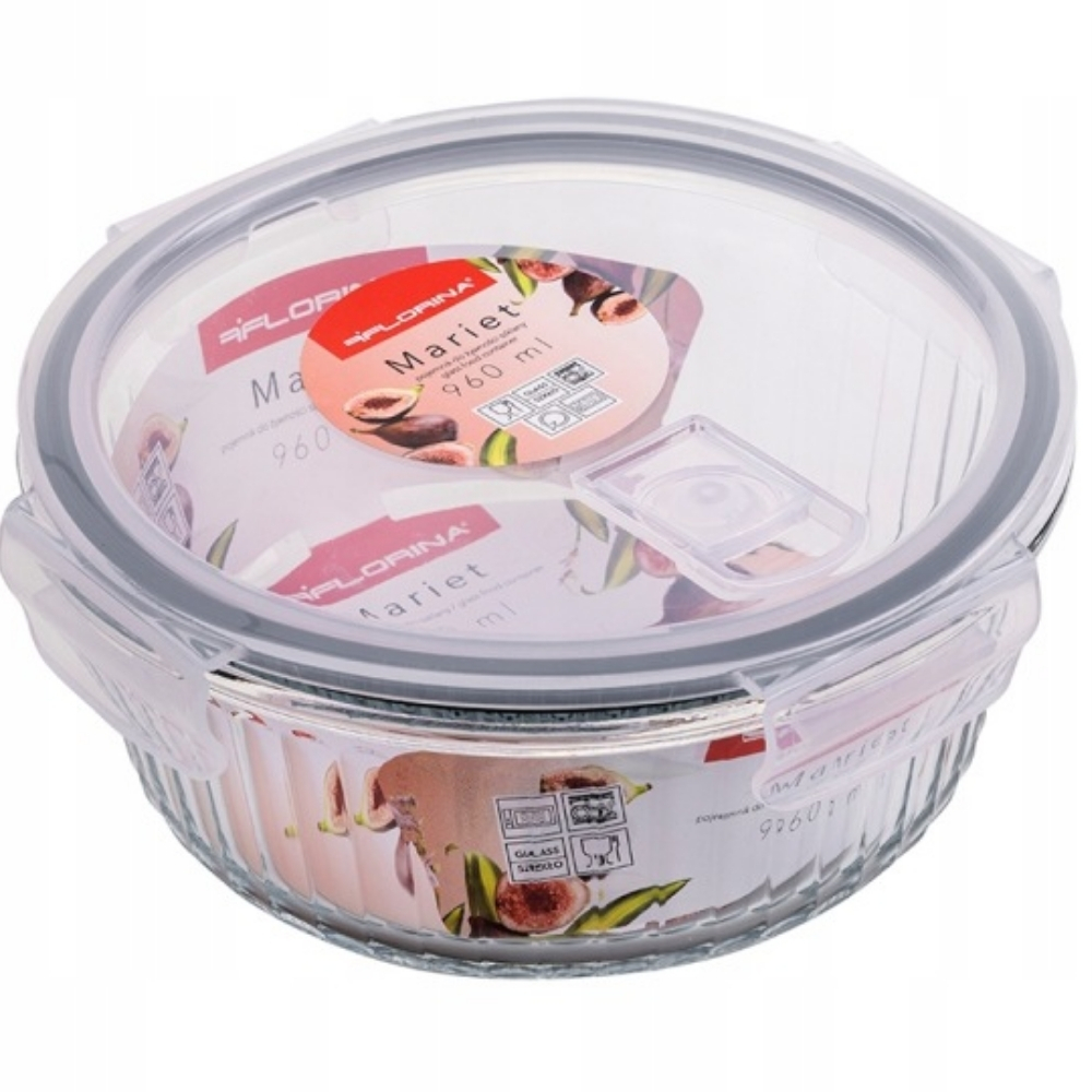 Pojemnik 960 ml na żywność jedzenie pudełko z pokrywką lunchbox okrągły hermetyczny Mariet Florina