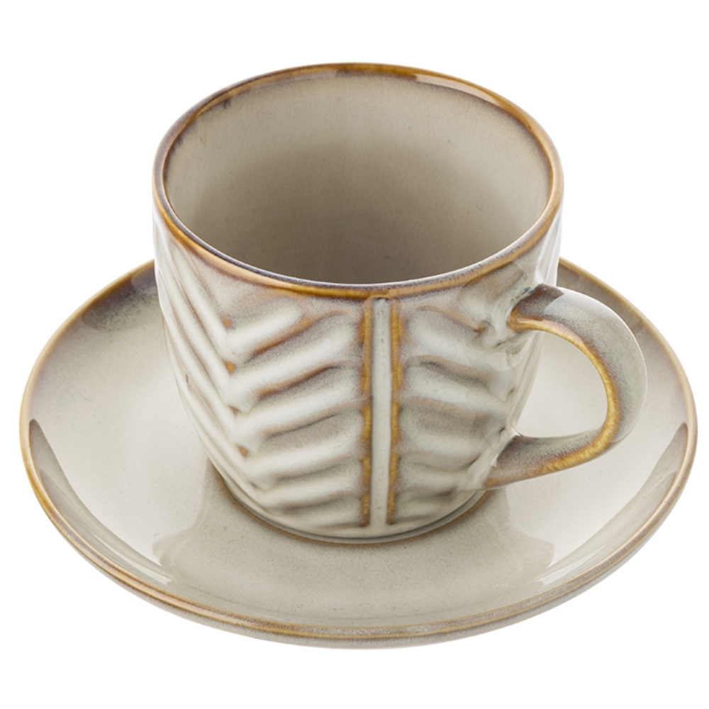 Filiżanka ze spodkiem do kawy i herbaty 250 ml szklana LEHTI BEIGE