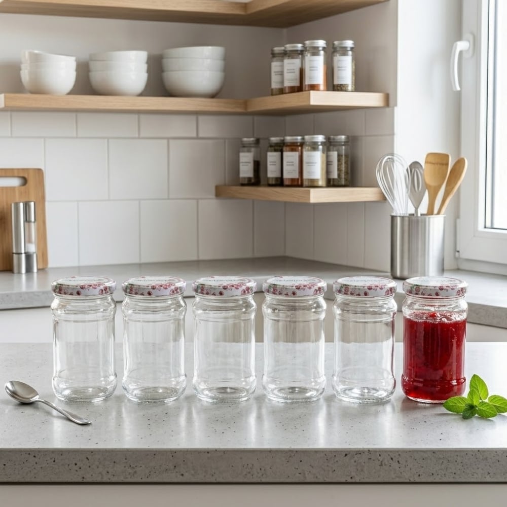 Słoiki szklane 315 ml na przetwory Spiżarnia Pani Domu z zakrętką w zestawie 6 szt Altom Design