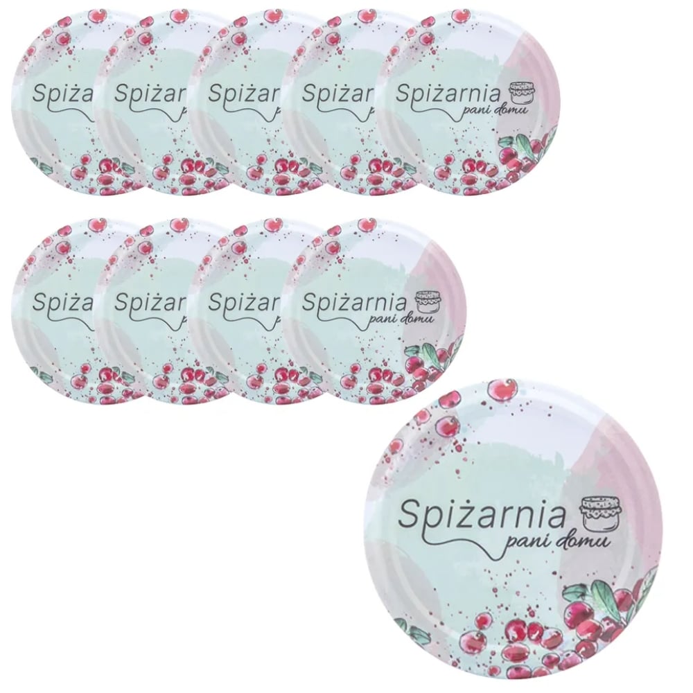 Zakrętki do słoików na przetwory Spiżarnia Pani Domu pastelowe 6,6 cm zestaw 10 szt - 4-zaczepowe FI66 Altom Design