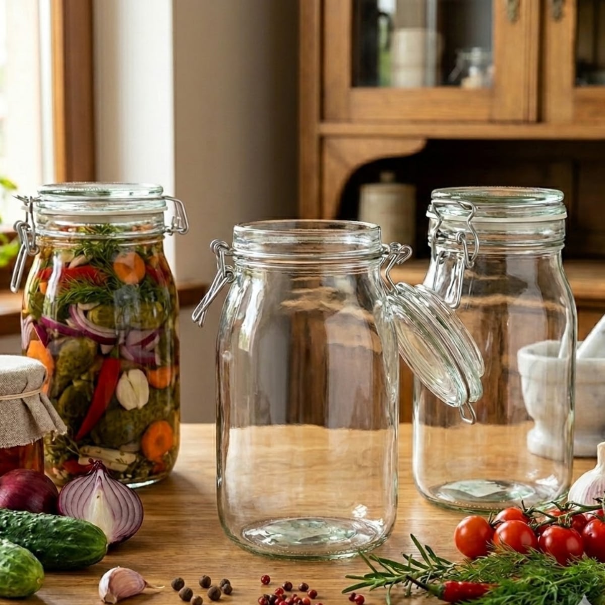 Słoik szklany na przetwory 1100 ml hermetyczny z klipsem Altom Design
