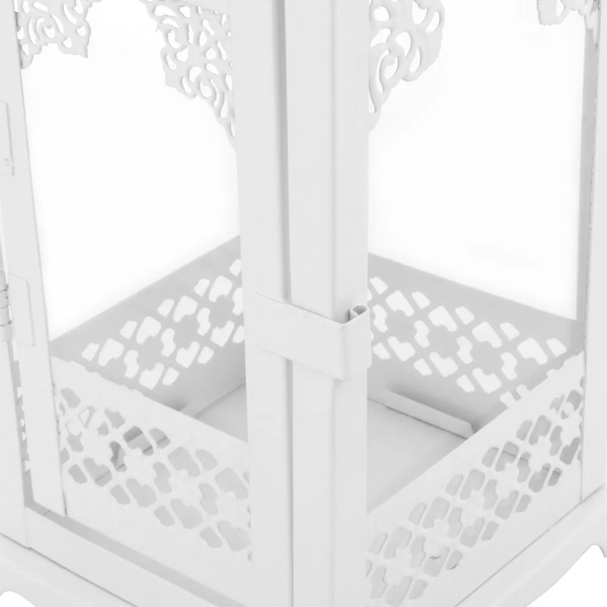 Lampiony latarnie ozdobne ażurowe 31/42 cm Altom Design latarenki metalowe białe zestaw 2 szt.