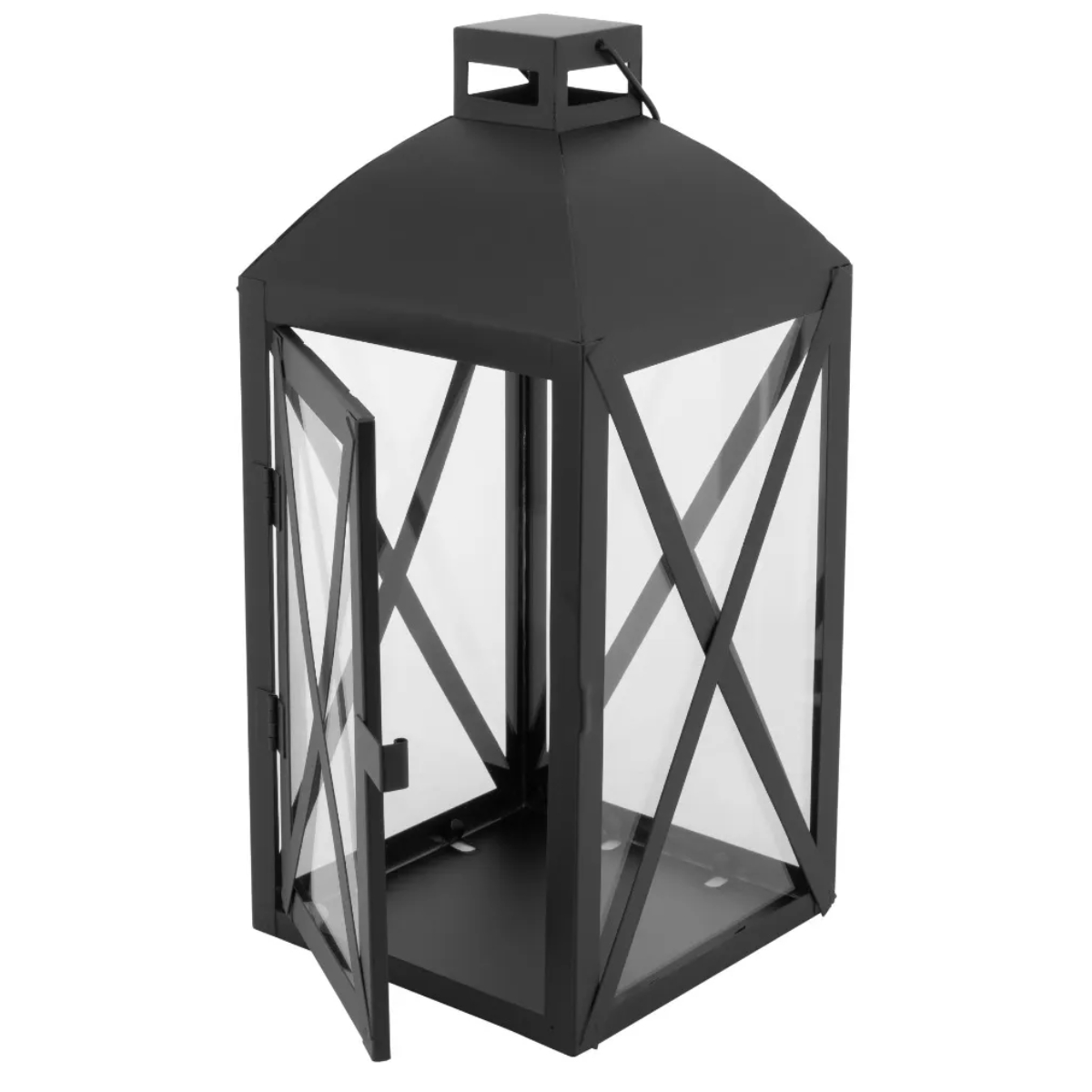 Lampiony latarnie ozdobne 29/38 cm Altom Design latarenki metalowe czarne zestaw 2 szt.