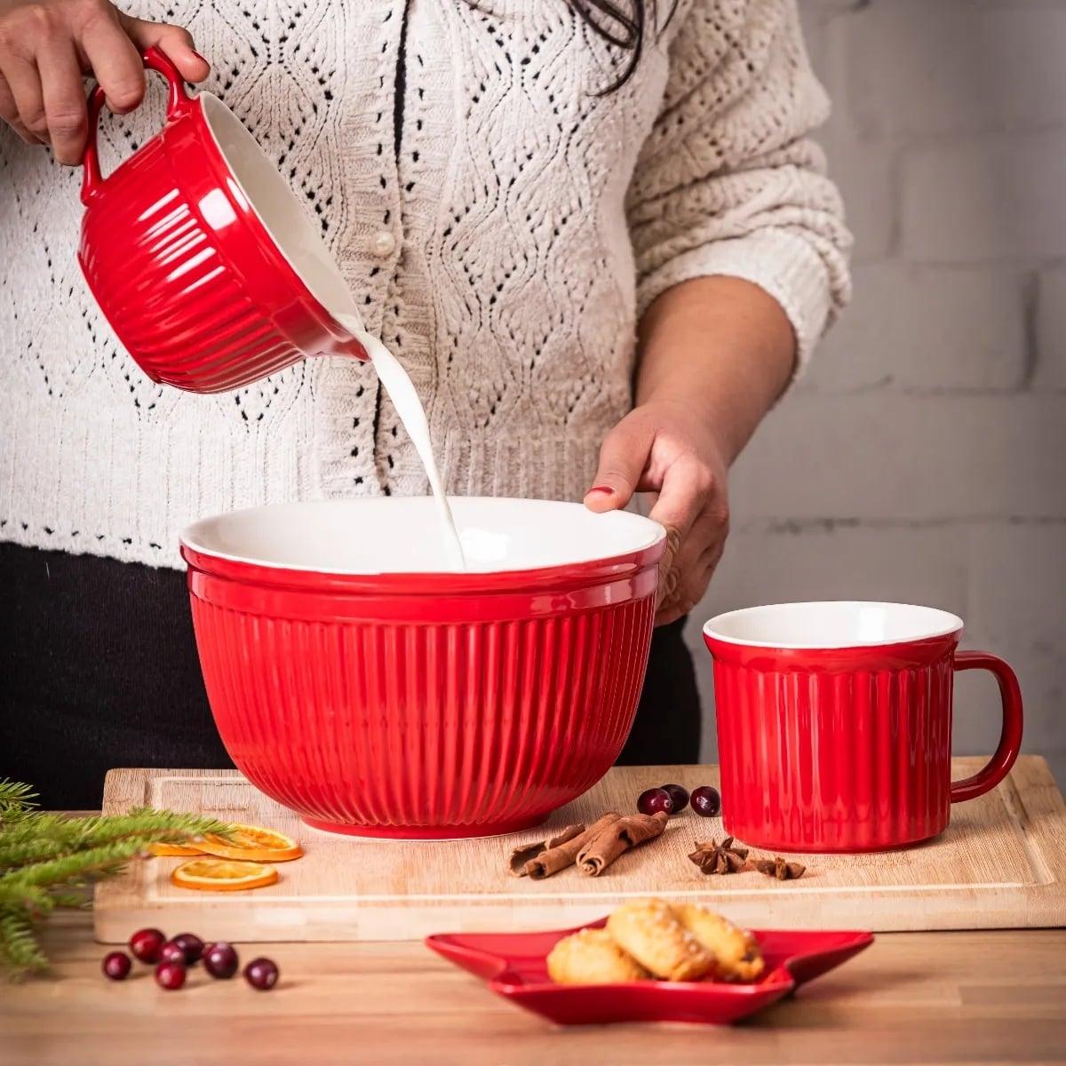 Salaterka miska 2.5L ceramiczna czerwona 22 cm Altom Design Red Chilli