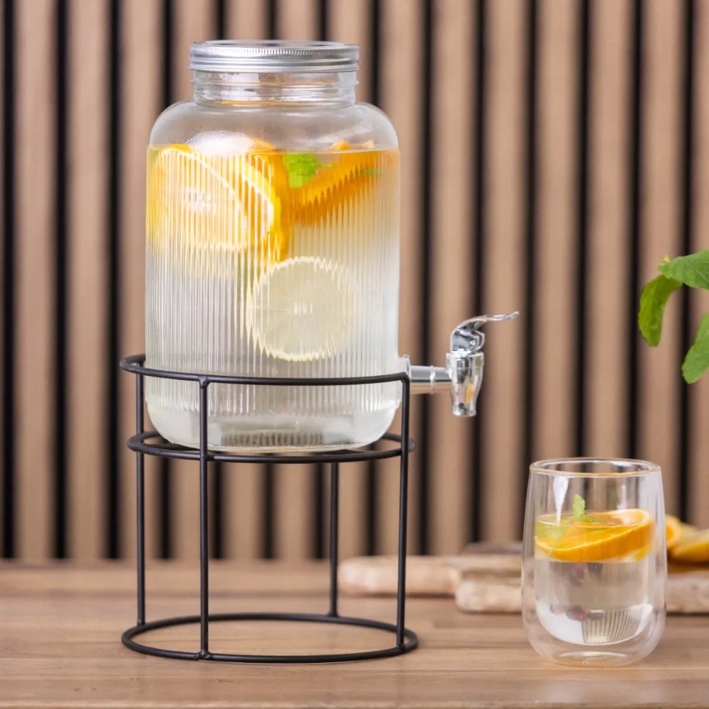 Słój szklany z kranikiem 4 L ze stojakiem do lemoniady napojów wody Altom Design