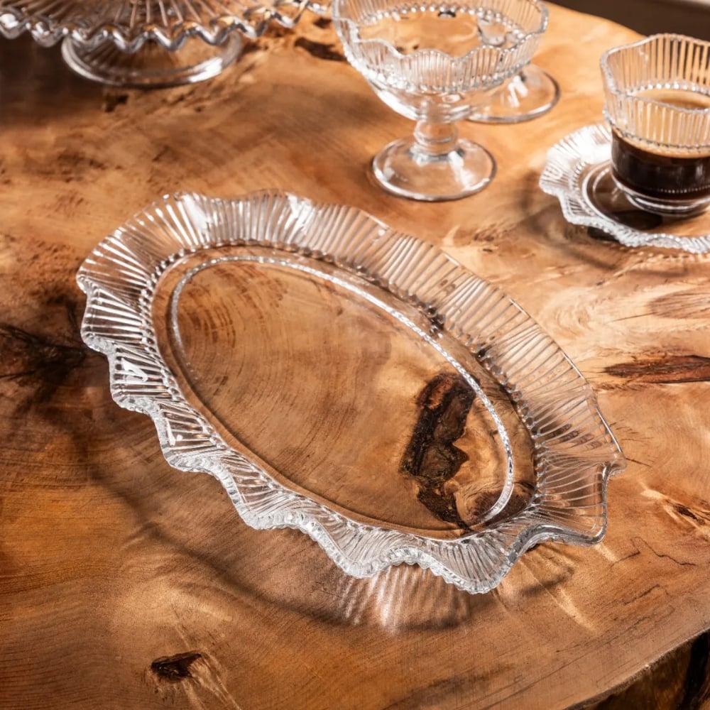 Patera szklana 25x16 cm Altom Design Vivienne duży talerz na ciasto desery