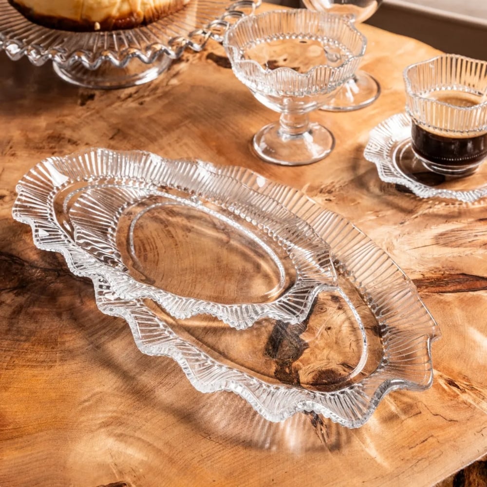 Patera szklana 25x16 cm Altom Design Vivienne duży talerz na ciasto desery