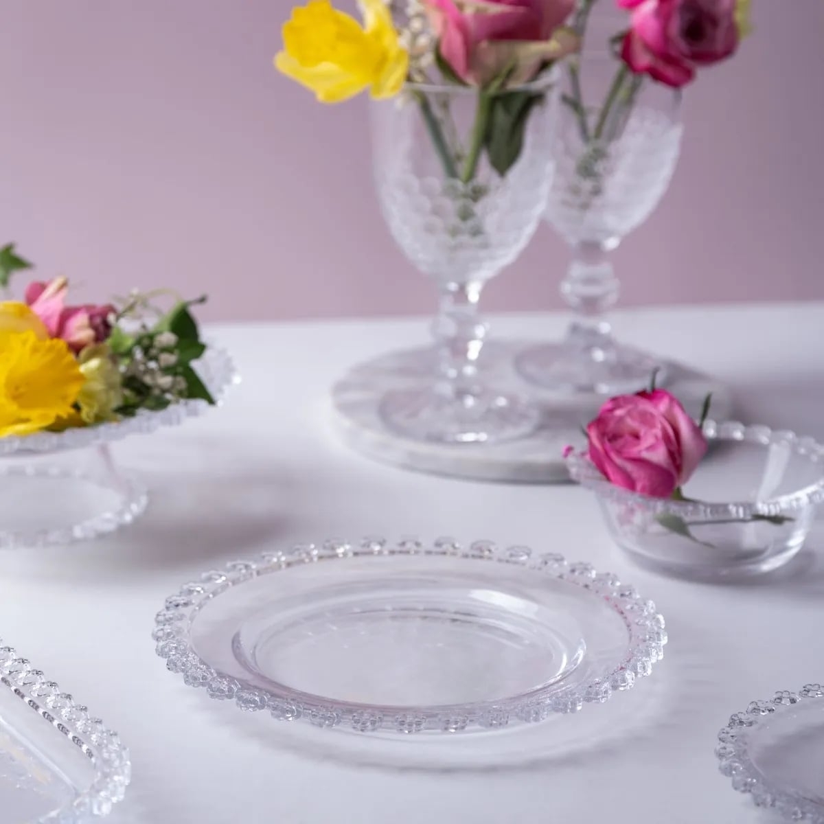 Talerz deserowy szklany 19,5 cm spodek na ciasto Altom Design Bloom 