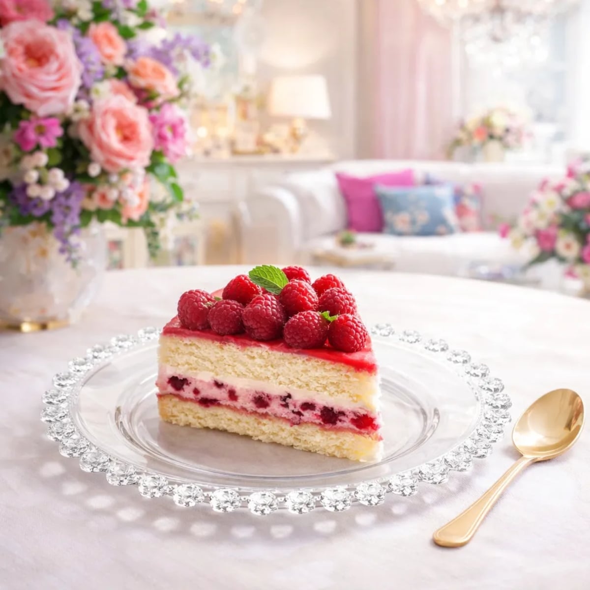 Talerz deserowy szklany 19,5 cm spodek na ciasto Altom Design Bloom 