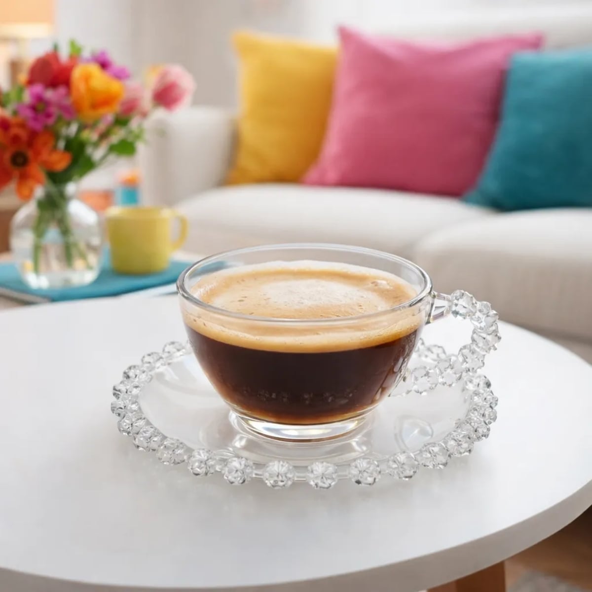 Filiżanka ze spodkiem do kawy i herbaty 200 ml szklana Altom Design Bloom