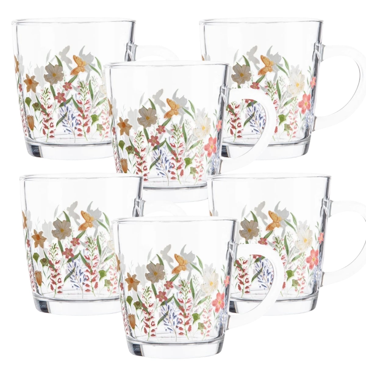 Kubek szklany 350 ml Altom Toronto w kwiaty szklanka z uchwytem