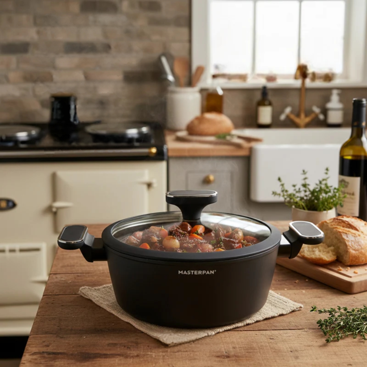 Zestaw garnków marmurkowych czarnych z powłoką granitową 15 el. komplet z patelniami wraz z rondlem i przyborami Maste