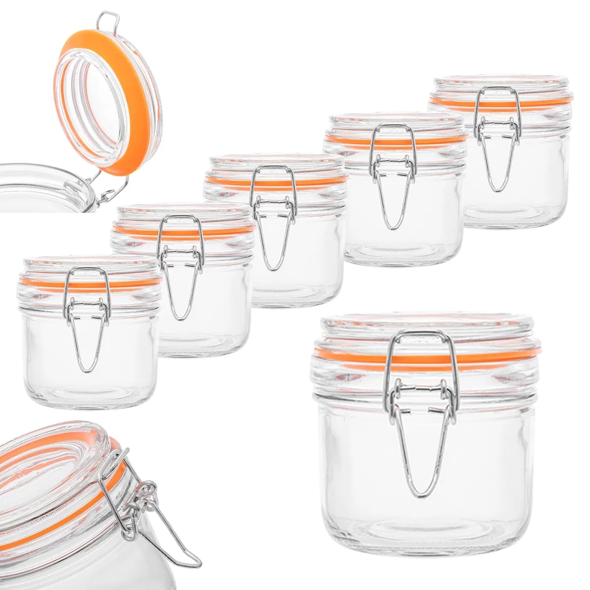 Słoiki szklane na przetwory 200 ml hermetyczne z klipsem zestaw 6 szt Altom Design