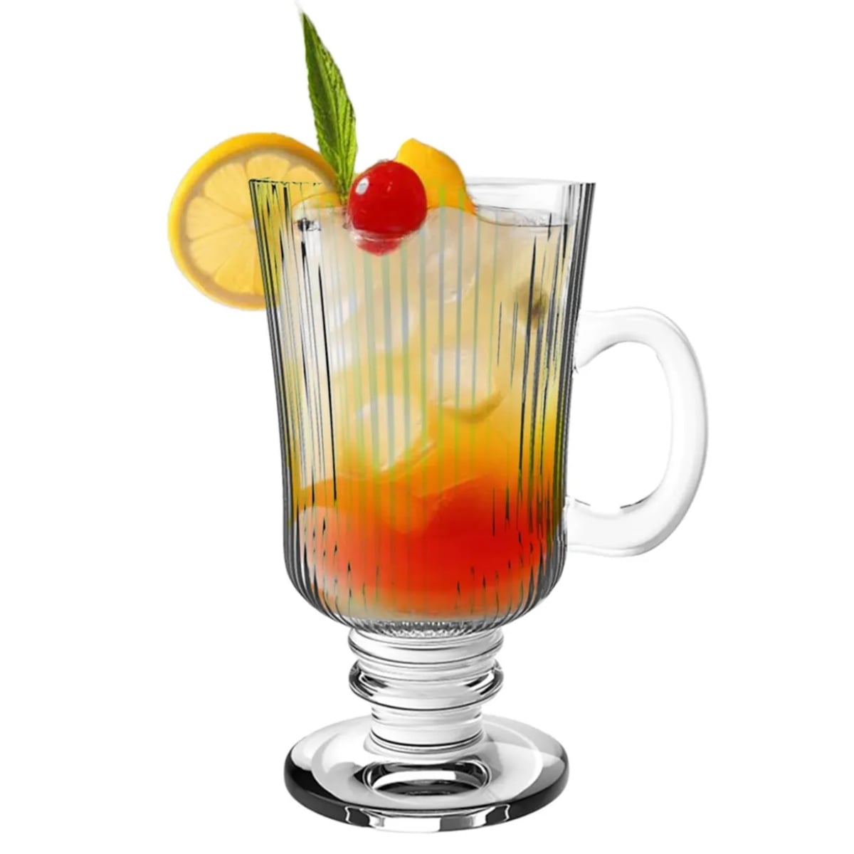 Szklanki ryflowane na nóżce do kawy latte 245ml zestaw 6 szt Altom Design Selena