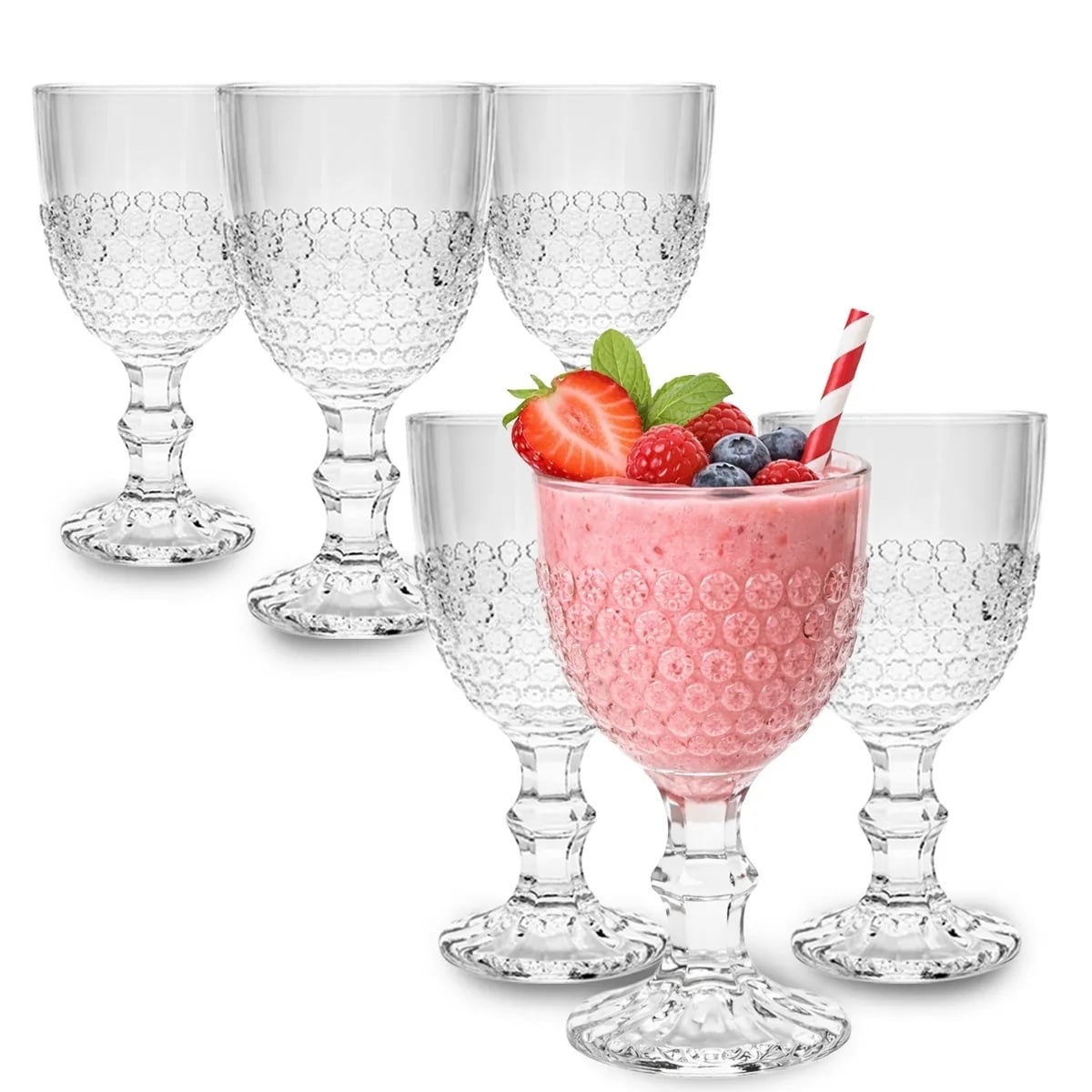 Szklanki ryflowane na nóżce do kawy latte 245ml zestaw 6 szt Altom Design Selena