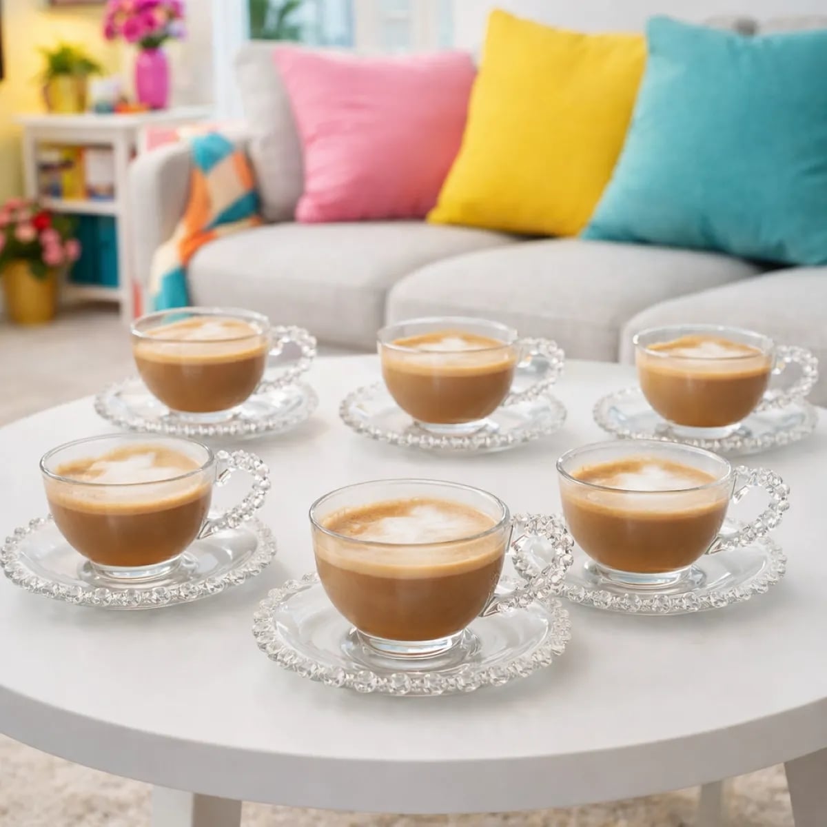 Filiżanka ze spodkiem do kawy i herbaty 200 ml szklana Altom Design Bloom