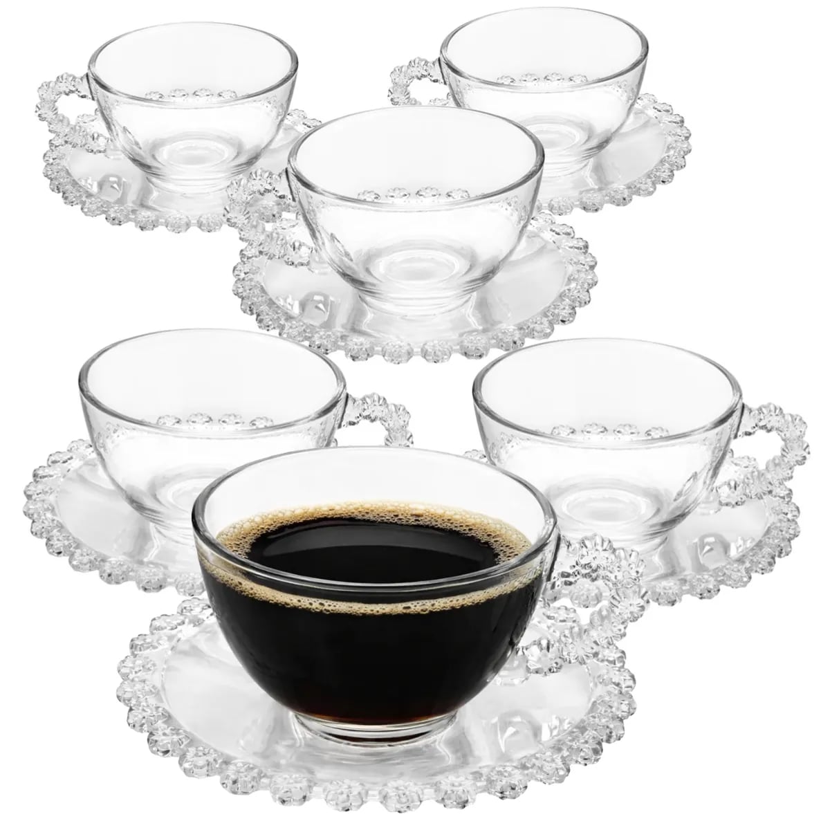 Filiżanka ze spodkiem do kawy i herbaty 200 ml szklana Altom Design Bloom