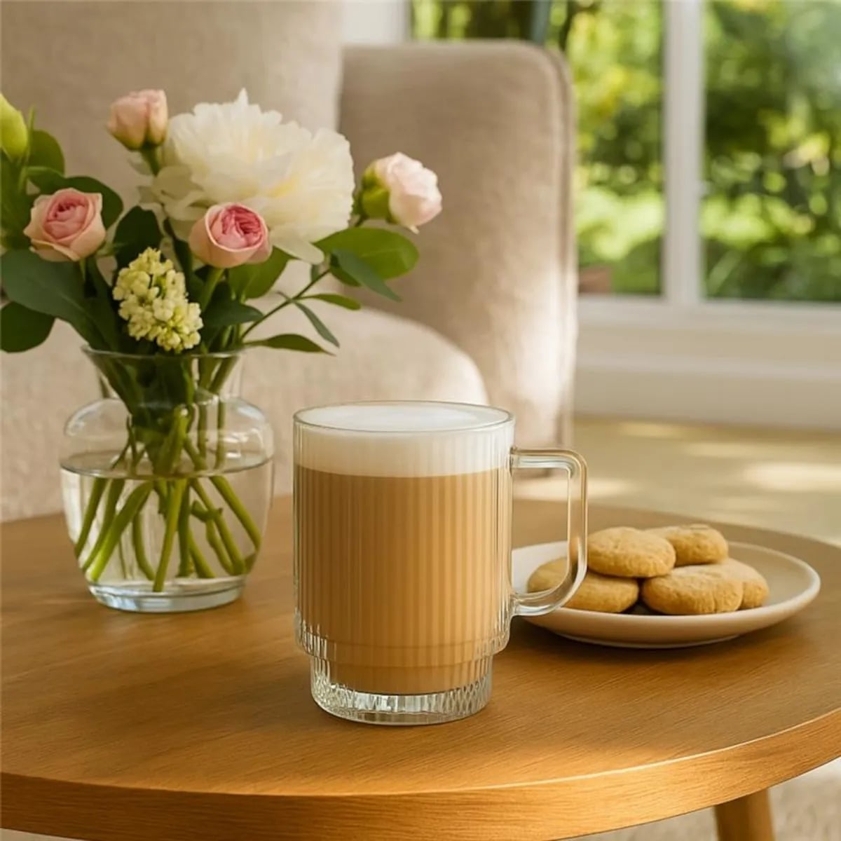 Kubki z uchem do kawy i herbaty 300 ml szklanki ryflowane zestaw 6 szt Altom Design Selena