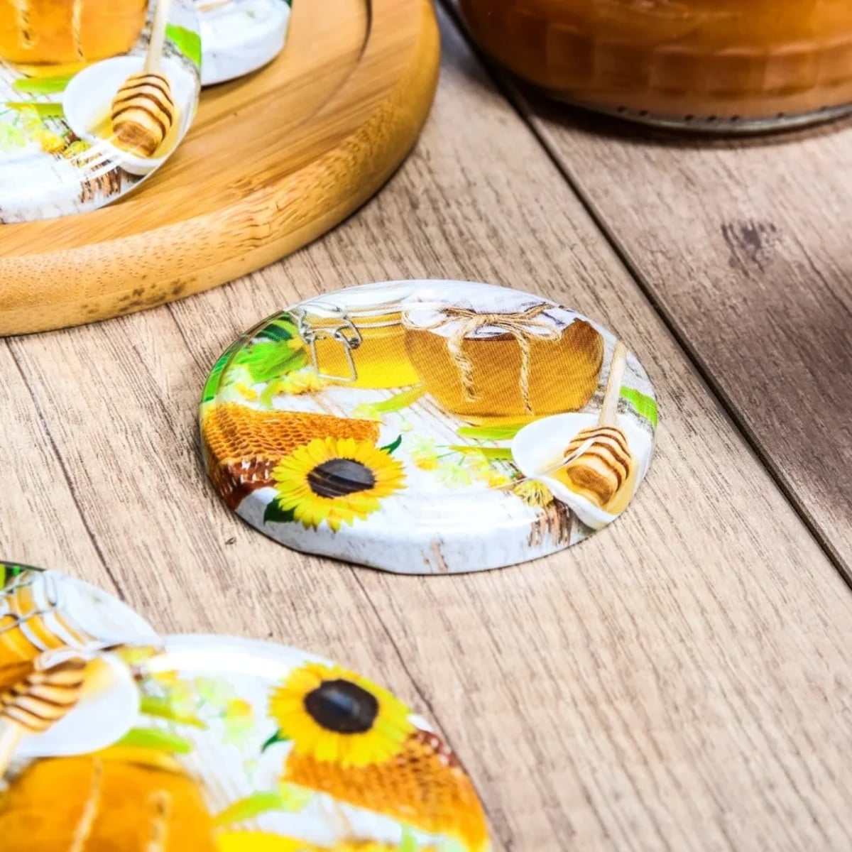 Zakrętki do słoików na przetwory 8,2 cm Miód zestaw 10 szt - 6-zaczepowe Altom Design