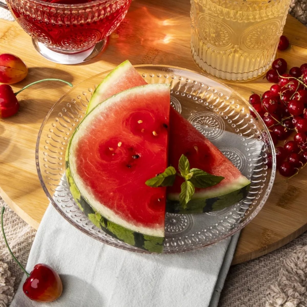 Talerze deserowe szklane 17 cm spodek na ciasto Altom Design Daisy zestaw 12 szt