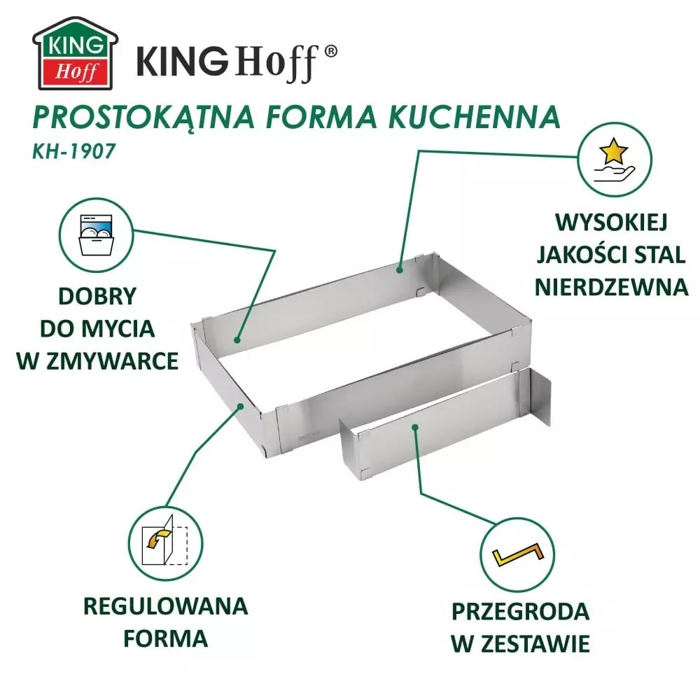 Blacha prostokątna forma regulowana do pieczenia z stali nierdzewnej Kinghoff