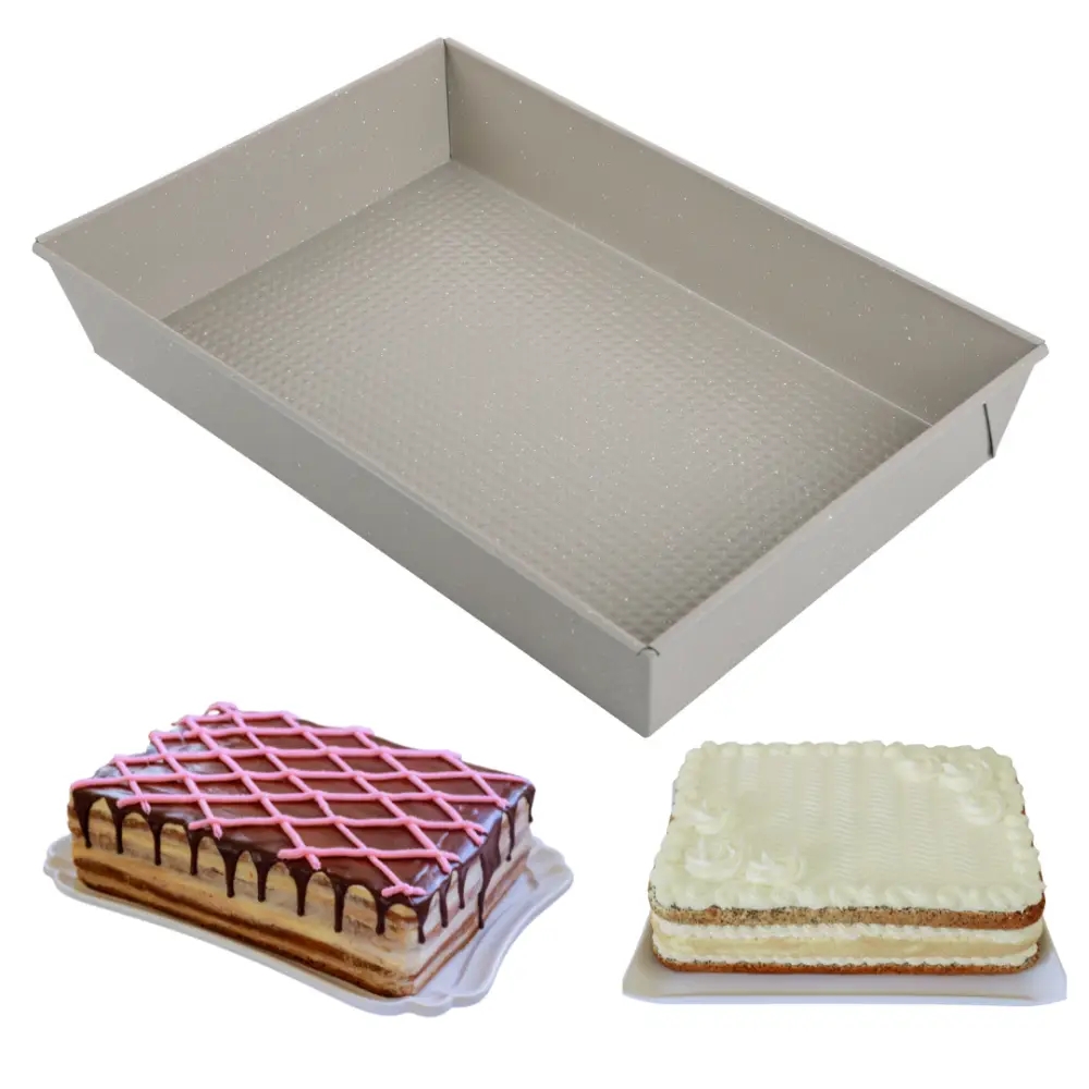 Blacha prostokątna forma beżowa do pieczenia 36,5x24x6 cm z stali węglowej i powłoki nieprzywierającej Kinghoff