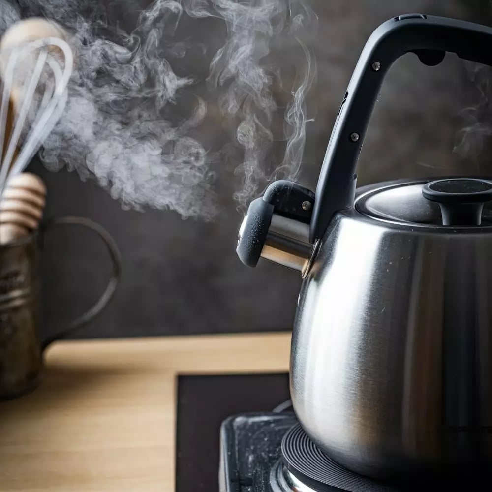 Czajnik z gwizdkiem tradycyjny stalowy 2.5L gaz indukcja srebrny szczotkowany Klausberg