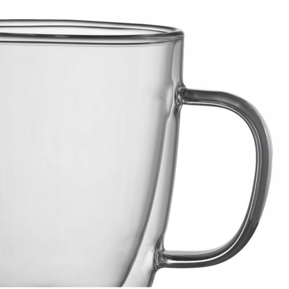 Szklanki termiczne z uchem do kawy latte 350 ml podwójne ścianki komplet 2 szt MG Home Renza