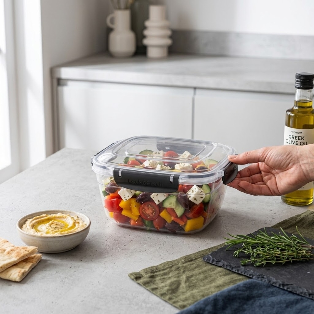 Pojemnik 2400ml na żywność jedzenie pudełko z pokrywką lunchbox kwadratowy hermetyczny Tragar