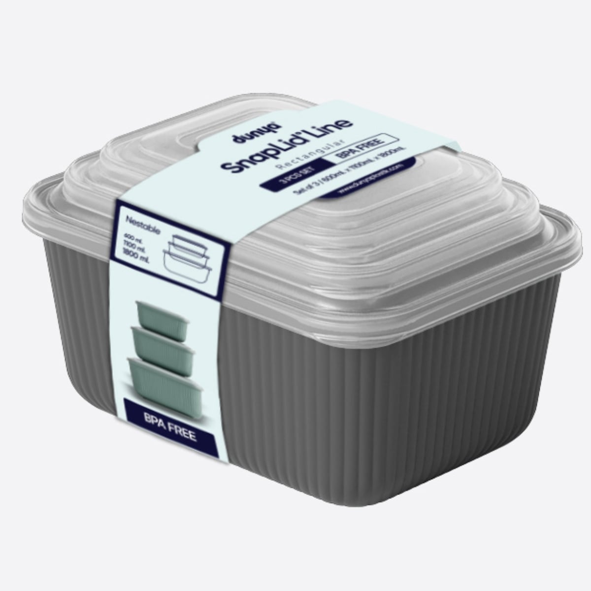 Komplet pojemników plastikowych do przechowywania żywności 3 szt lunchbox 600/1100/1800 ml Tragar