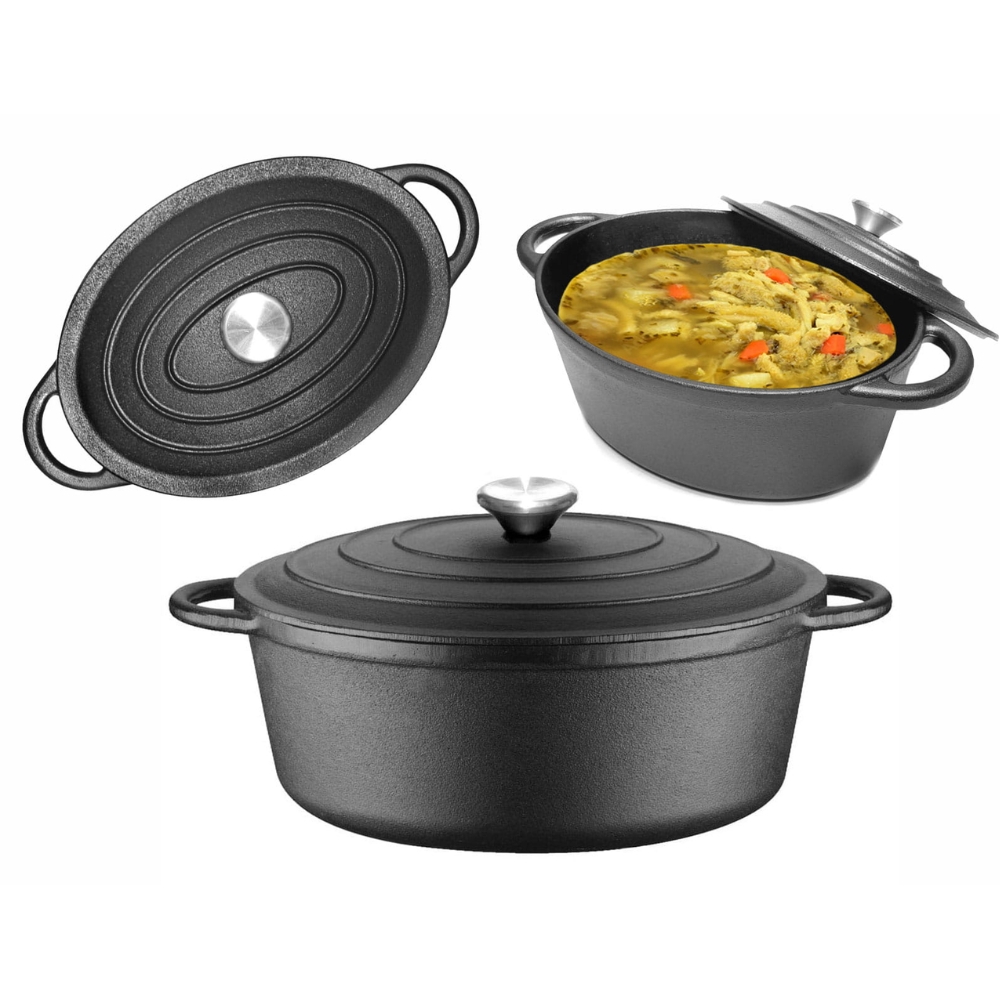 Garnek żeliwny 33 cm brytfanna 2w1 okrągła 4L na indukcję gaz Krisberg KR 7773