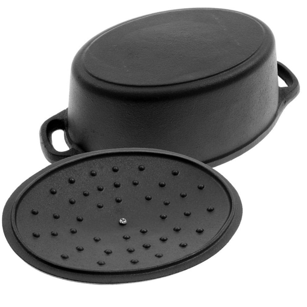Garnek żeliwny 33 cm brytfanna 2w1 okrągła 4L na indukcję gaz Krisberg KR 7773