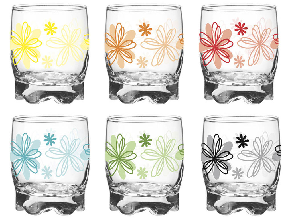 Szklanki Glasmark z kolorowymi kwiatami