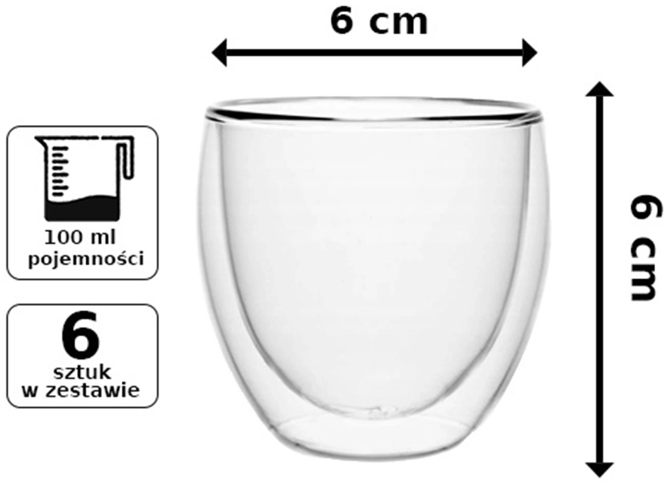 szklanki termiczne do espresso Florina Malachit 100 ml zestaw 6 szklanek wymiary