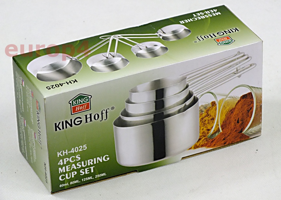 Miarki Kinghoff KH 4025 kubki kuchenne stalowe pomiarowe łyżczki x4