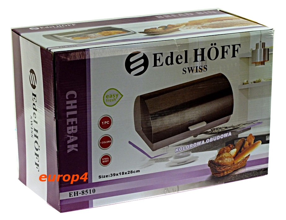 Chlebak metalowy Edel Hoff EH 8510 Grafitowy pojemnik na pieczywo