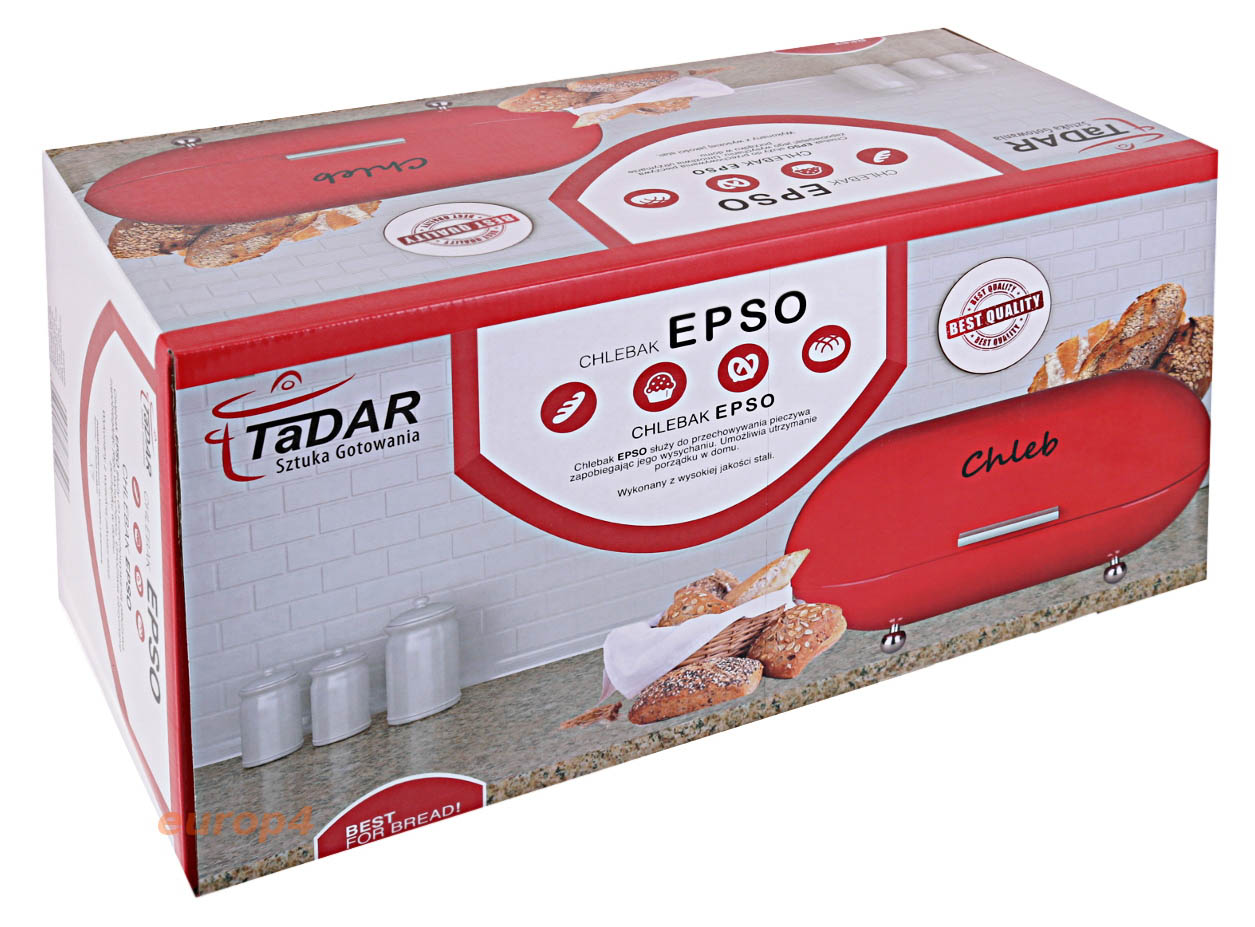 Chlebak owalny Tadar EPSO czerwony pojemnik metalowy na pieczywo pudełko