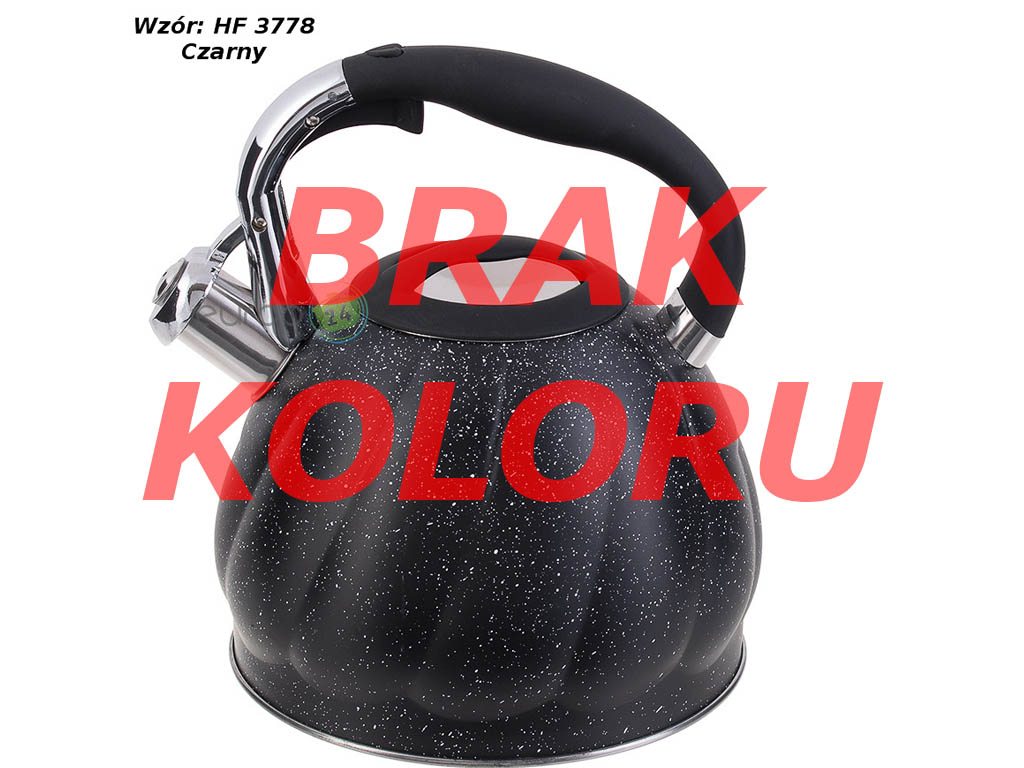 Czarny czajnik stalowy z gwizdkiem 3L Hoffner Elegance HF 3778