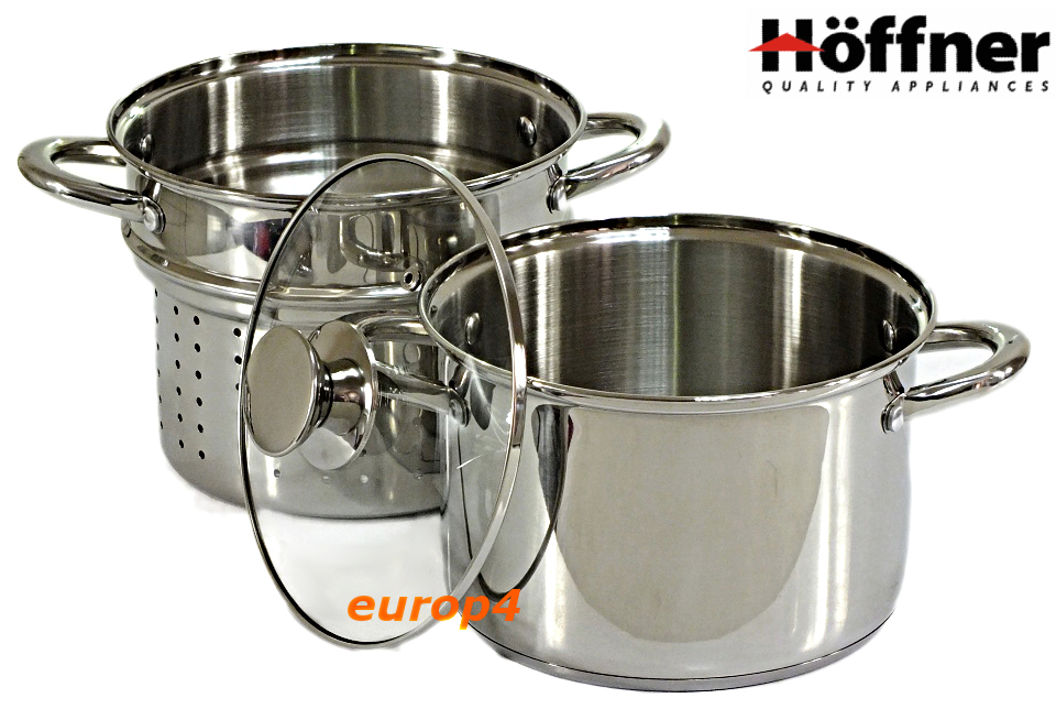 Garnek stalowy Hoffner HF 9124 - 24 cm do gotowania makaronu 9 litrów szparagów frytek