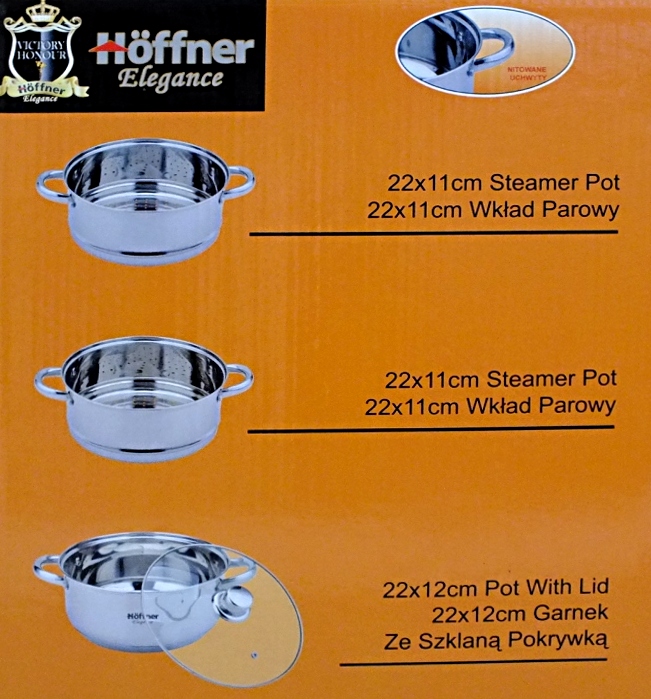 Garnek Hoffner HF 9224 22 cm garnki do gotowania na parze PAROWAR