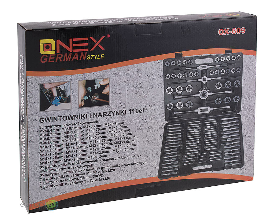 Zestaw gwintowników i narzynek Onex OX 609 - pudełko
