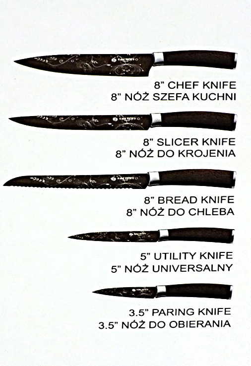 NOŻE Edenberg EB 6521  Kuchenne stojak zestaw 5 Ceramiczne nóż
