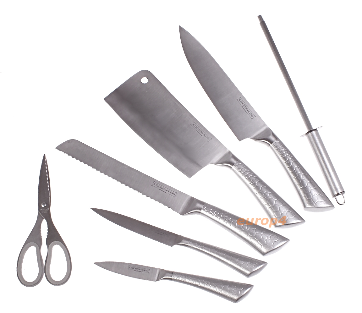 Noże kuchenne Knife Set KK 8HL red, blk, sil stalowe +stojak zestaw nóż komplet Wybór