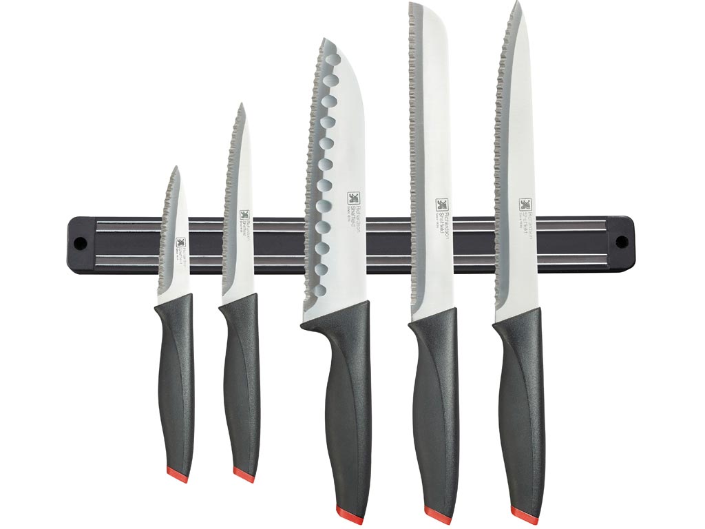 Zestaw 5 sztuk noży z listwą magnetyczną New Laser Richardson Sheffield